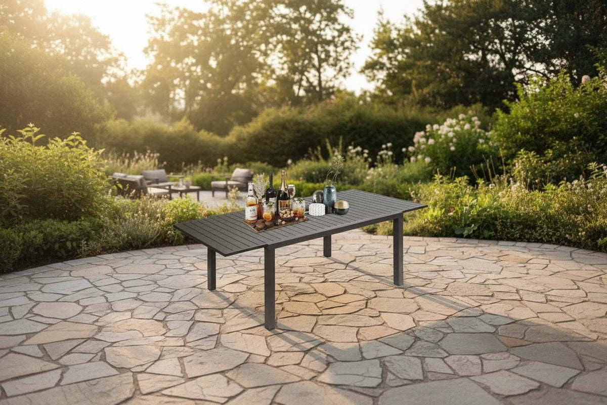 90-in. Patio Dining Expandable Table, Metal Aluminum Outdoor Table for 4-8 Person Rectangular Table for Garden Bistro