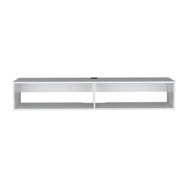Mobile TV moderno da parete 59 Supporto multimediale galleggiante con mensole e gestione cavi - 10,4A x 59,1L x 12,6P