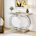 Silver Console Table, 39 Mirror Entryway Table for Entrance