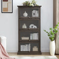 63.19 4-Tier Glass Display Cabinet with Flip-Up Doors & 150lb Capacity,Space-Saving Curio Showcase for Collectibles