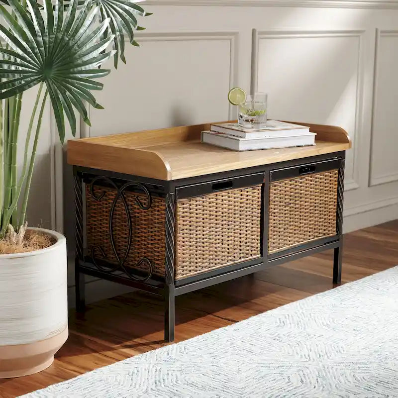 Antique Pewter/ Light Ash Storage Bench - 33 x 15.7 x 20 - 33Wx16Dx20H