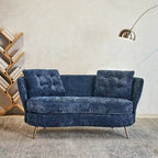 Velvet Loveseat Sofa with Golden Metal Legs for Living Room
